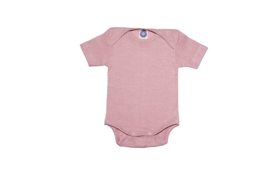 Cosilana Baby Kurzarm-Body Pink meliert (Baumwolle-Wolle-Seide)